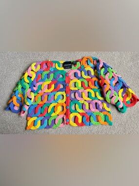 Nwot Michael Simon M Open Knit Crochet Sweater Cardigan